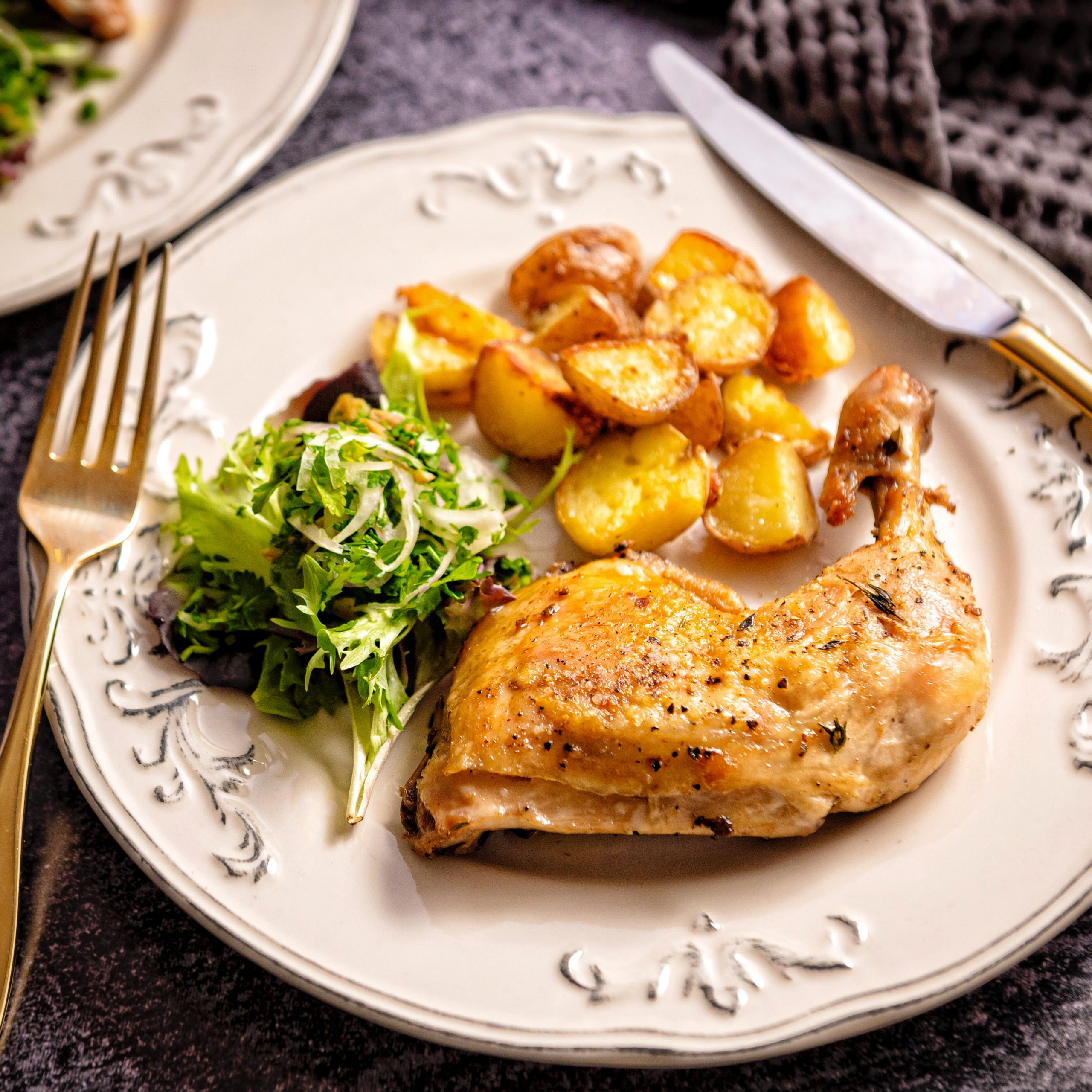 Chicken Confit with Potatoes & Parsley Salad –